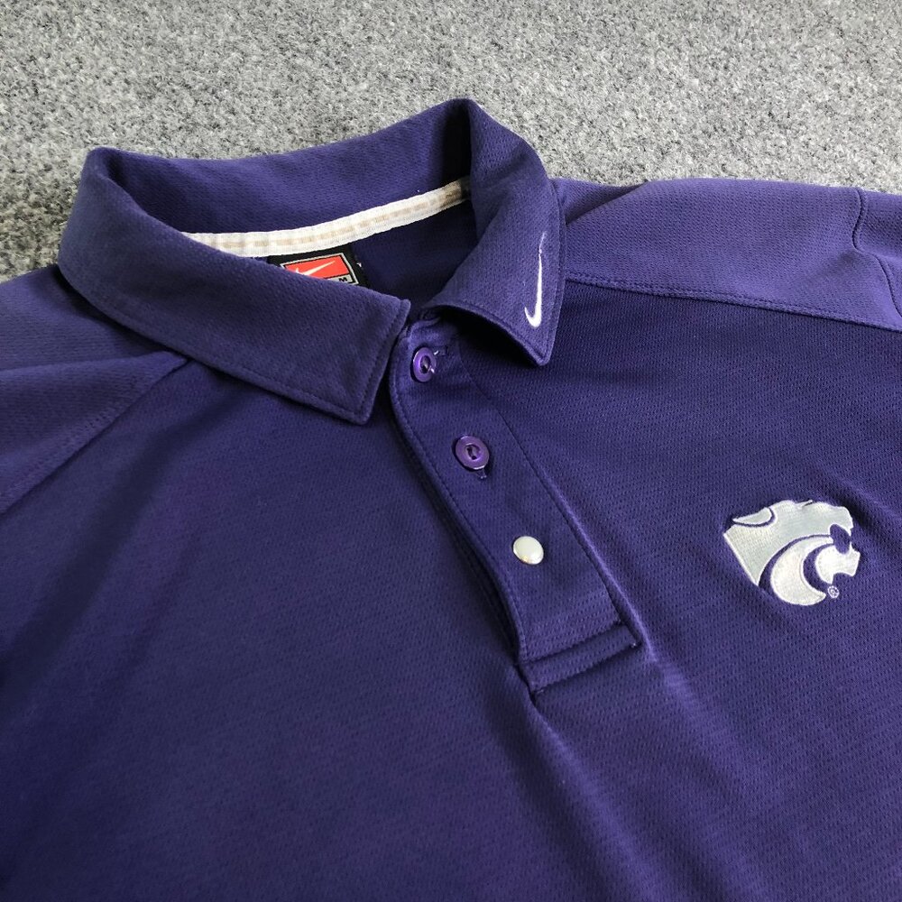 Nike Kansas State Wildcats Polo Shirt Mens Medium Purple Y2K 90s Short Sleeve